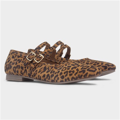Nancy Womens Brown Leopard Suede Shoe