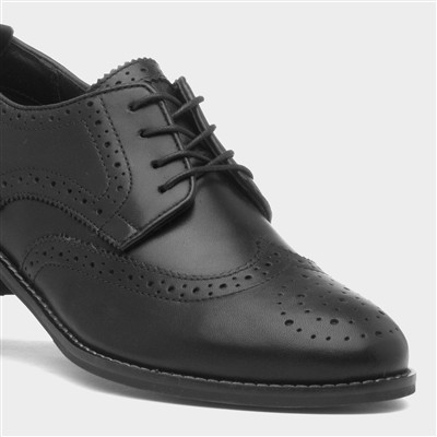 Natalia Womens Black Leather Brogue
