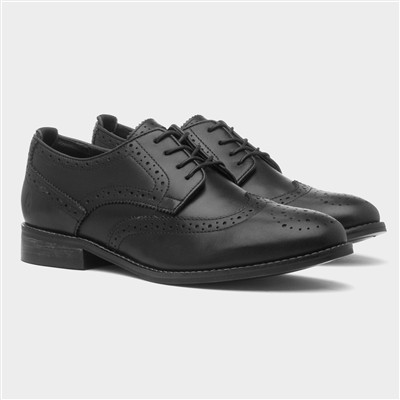 Natalia Womens Black Leather Brogue