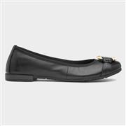 Marco Tozzi Womens Black Leather Ballerina Shoe (Click For Details)