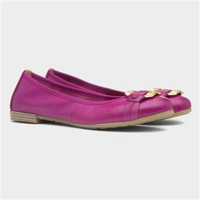 Womens Grape Leather Ballerina Shoe