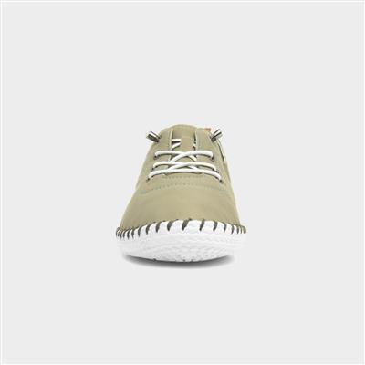 St Ives Womens Khaki Leather Casual Shoe