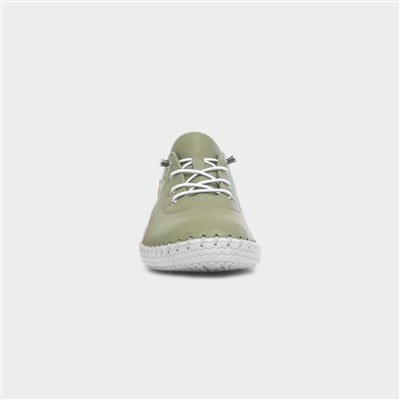 St Ives Womens Khaki Leather Casual Shoe