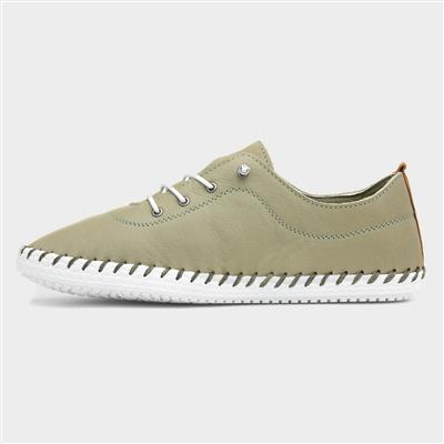 St Ives Womens Khaki Leather Casual Shoe