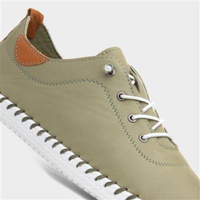 St Ives Womens Khaki Leather Casual Shoe