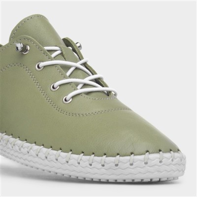 St Ives Womens Khaki Leather Casual Shoe