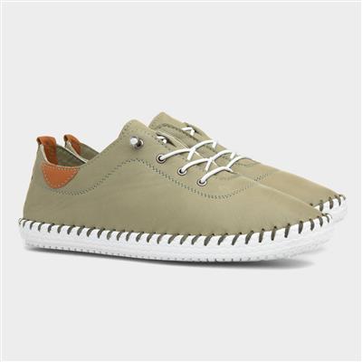 St Ives Womens Khaki Leather Casual Shoe