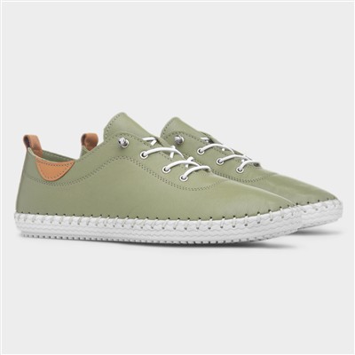 St Ives Womens Khaki Leather Casual Shoe