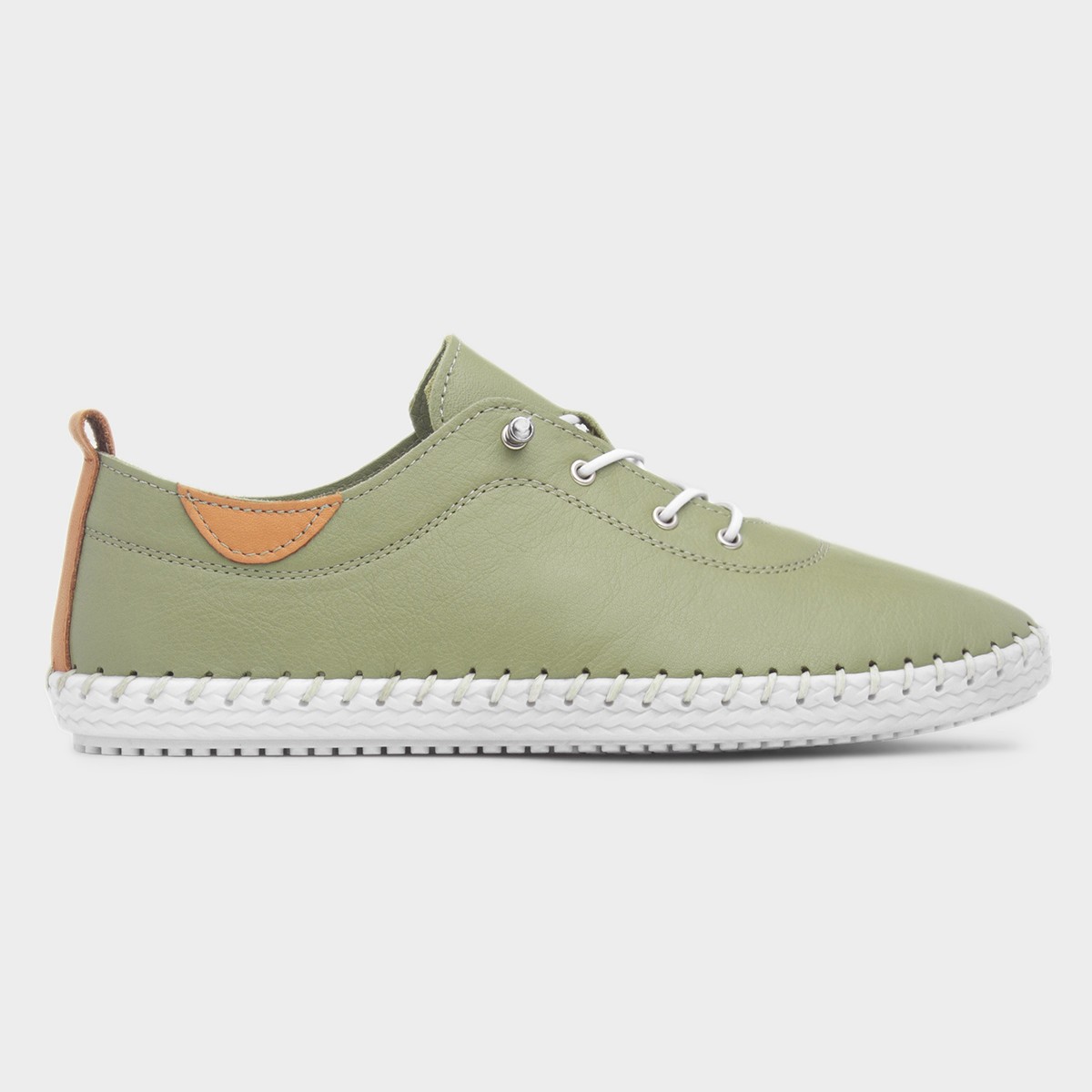 St Ives Womens Khaki Leather Casual Shoe