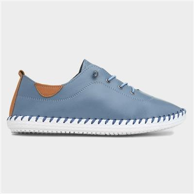 St Ives Womens Blue Leather Shoe