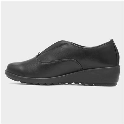 Bianca Womens Black Casual Wedge Shoe