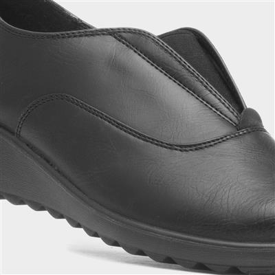 Bianca Womens Black Casual Wedge Shoe