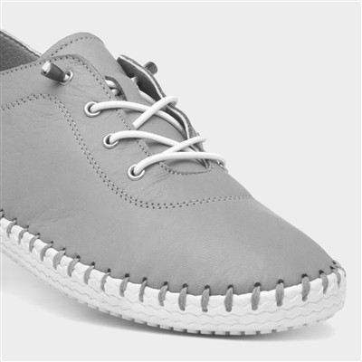 St Ives Womens Light Grey Leather Shoe