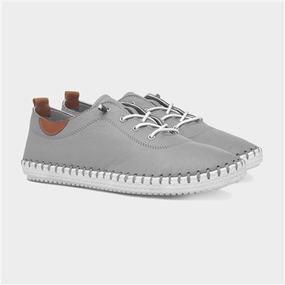 St Ives Womens Light Grey Leather Shoe