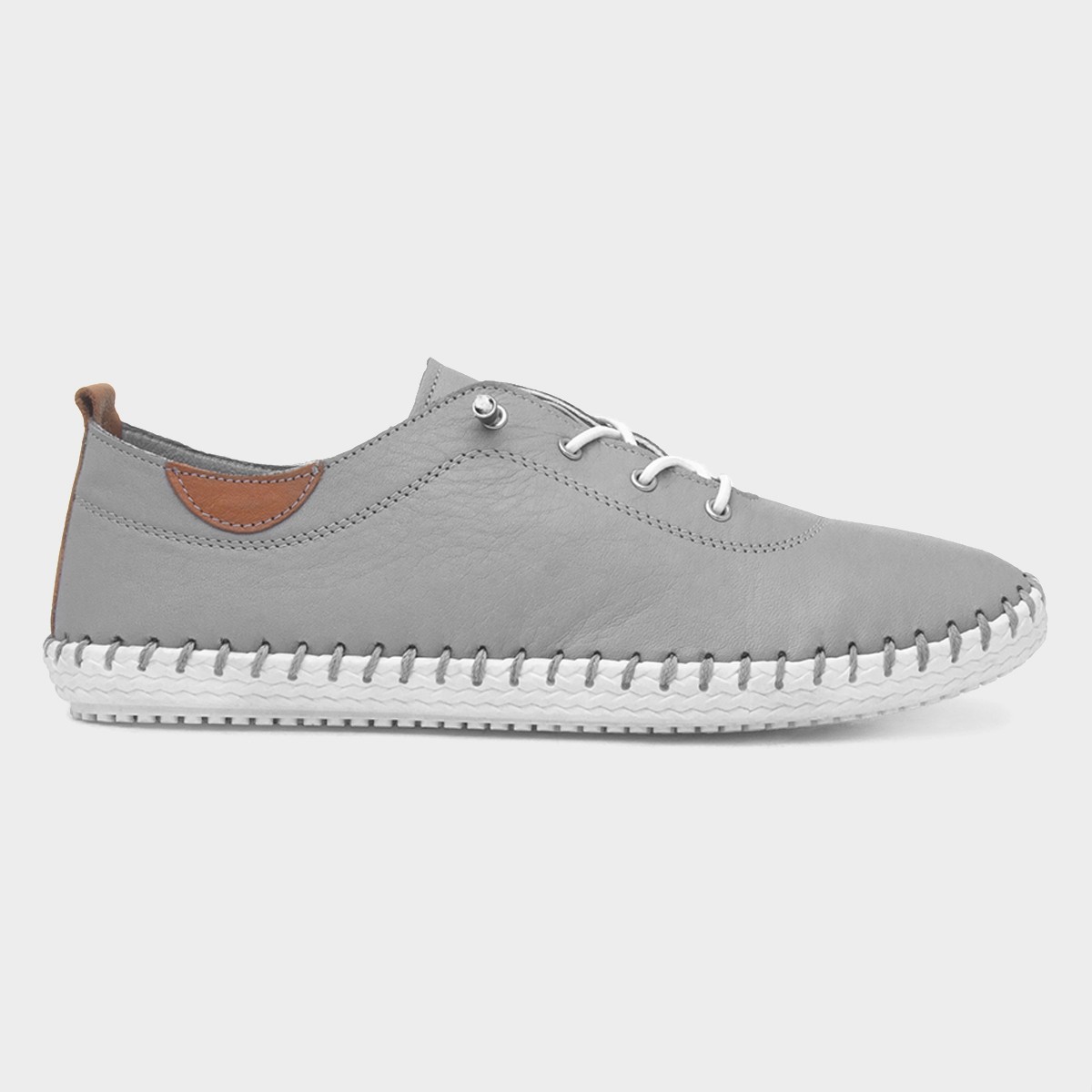St Ives Womens Light Grey Leather Shoe