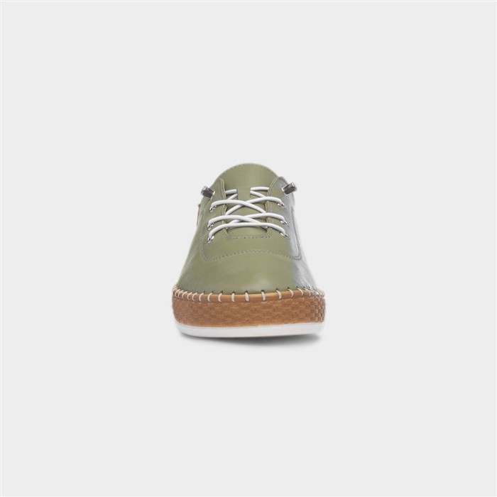 Evie Womens Khaki Casual Leather Shoe