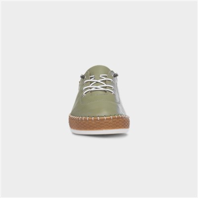 Evie Womens Khaki Casual Leather Shoe