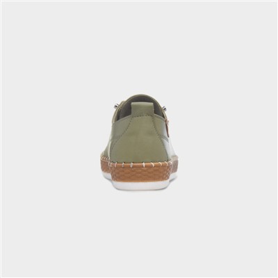 Evie Womens Khaki Casual Leather Shoe