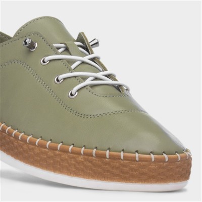 Evie Womens Khaki Casual Leather Shoe