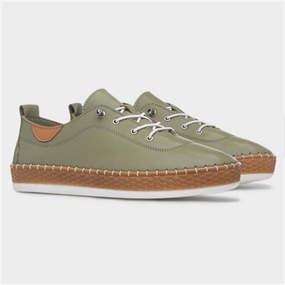 Evie Womens Khaki Casual Leather Shoe