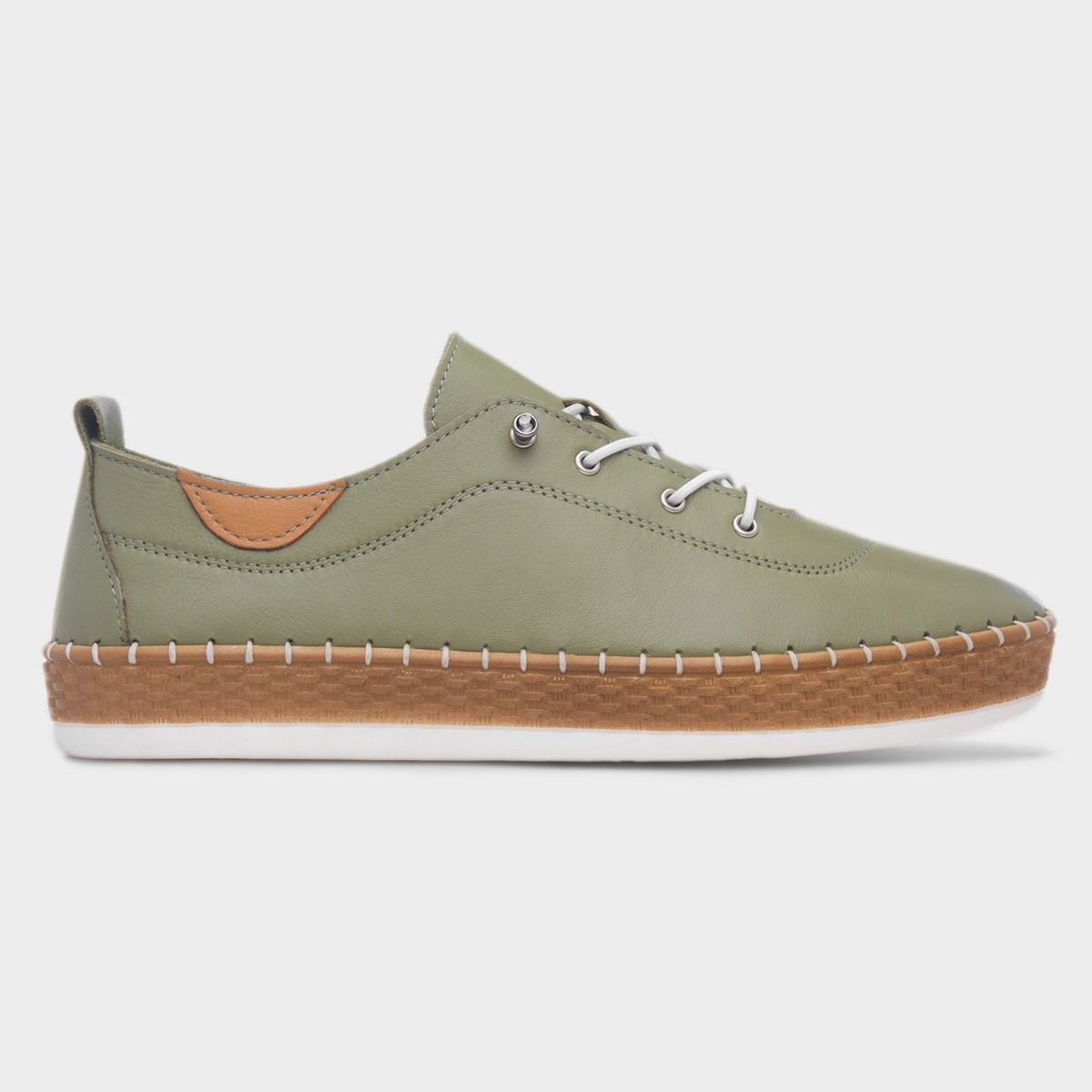 Evie Womens Khaki Casual Leather Shoe