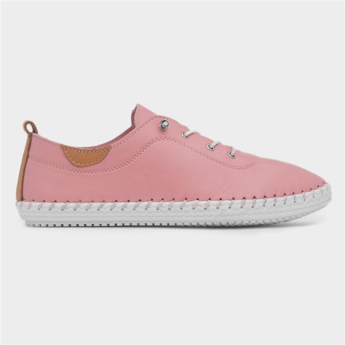 St Ives Womens Candy Pink Flat Leather Shoe