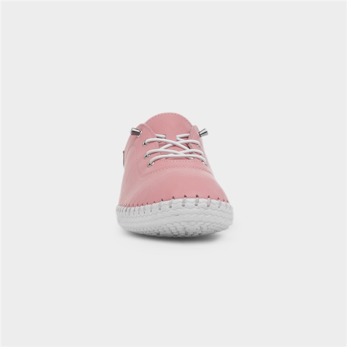 St Ives Womens Candy Pink Flat Leather Shoe