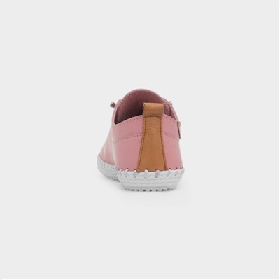 St Ives Womens Candy Pink Flat Leather Shoe