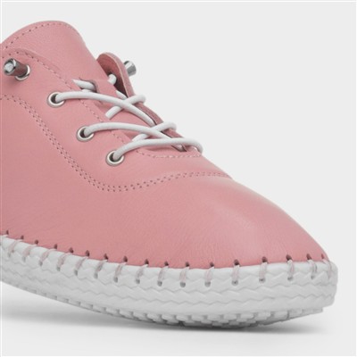 St Ives Womens Candy Pink Flat Leather Shoe