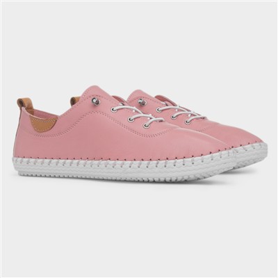St Ives Womens Candy Pink Flat Leather Shoe
