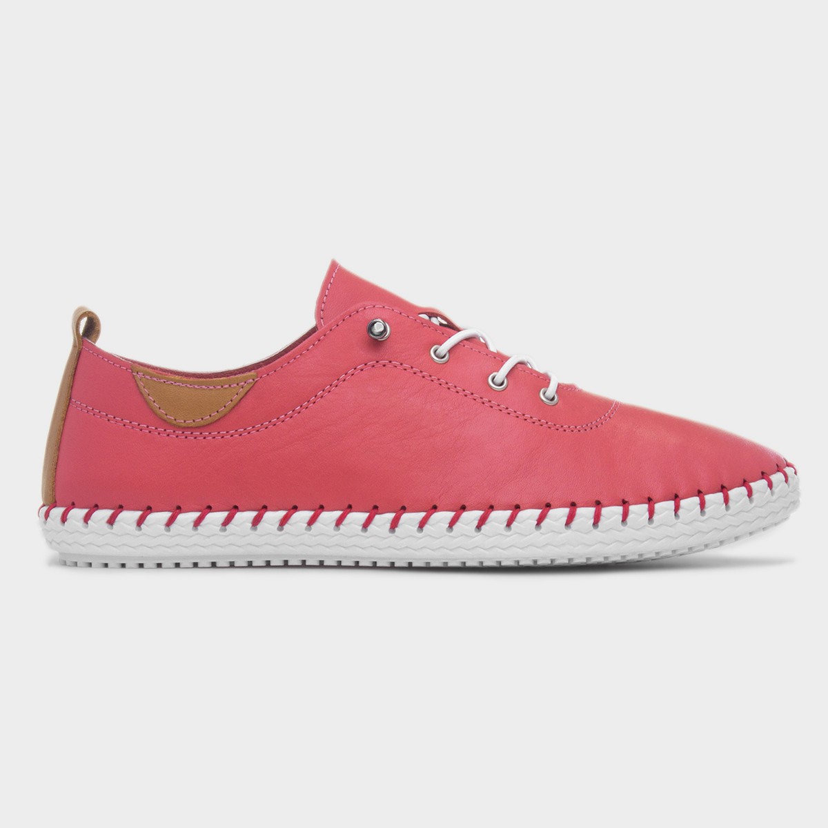 St Ives Womens Raspberry Leather Casual Shoe