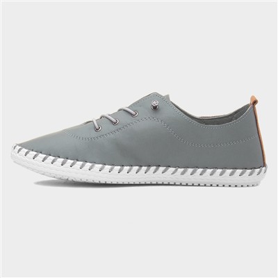 St Ives Womens Grey Leather Casual Shoe