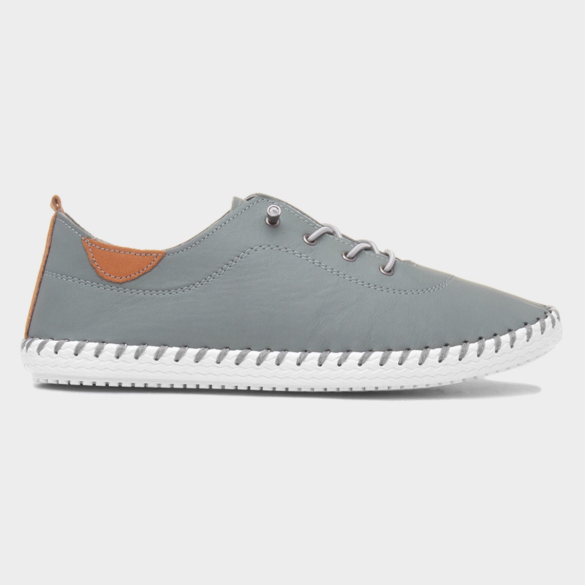 St Ives Womens Grey Leather Casual Shoe