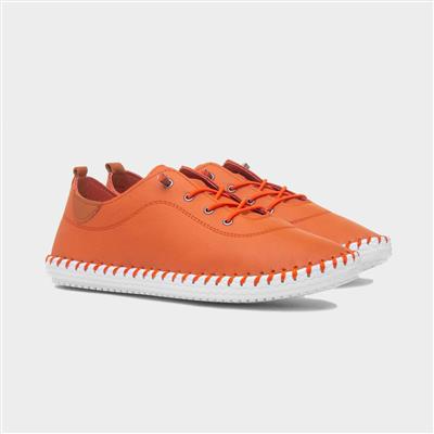 St Ives Womens Orange Leather Casual Shoe