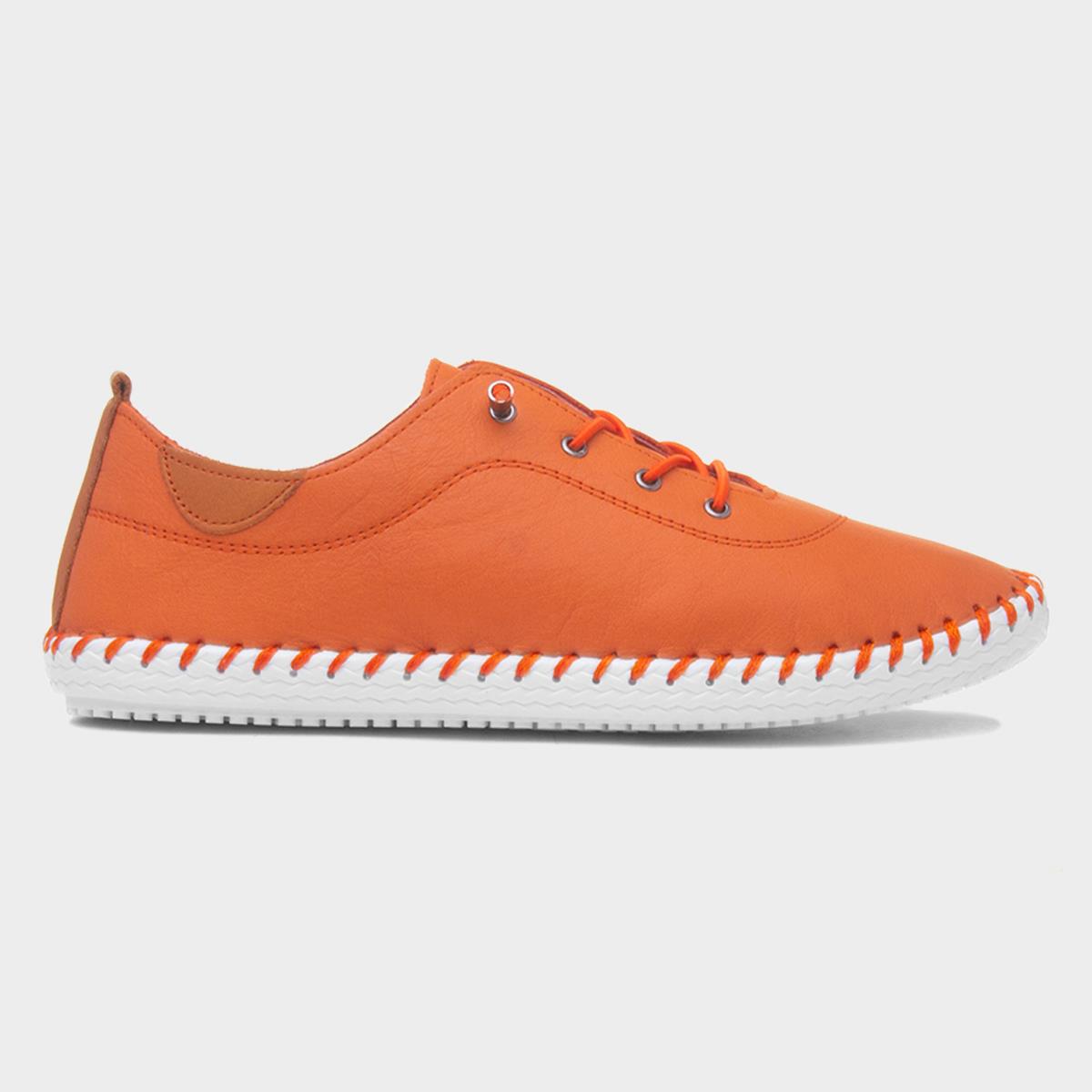 St Ives Womens Orange Leather Casual Shoe