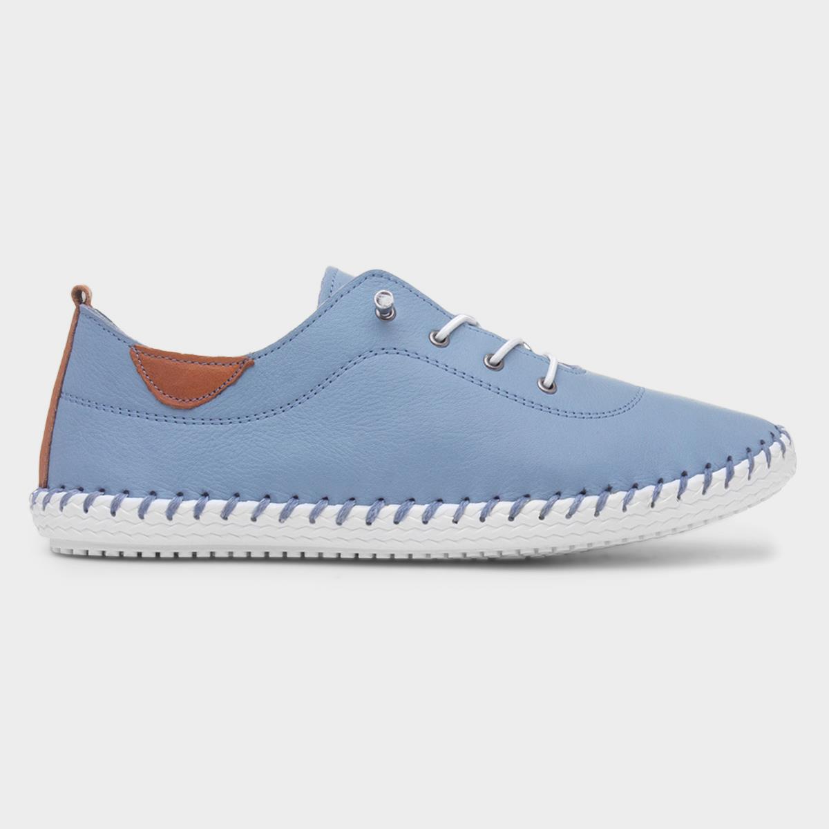 St Ives Womens Light Blue Leather Shoe