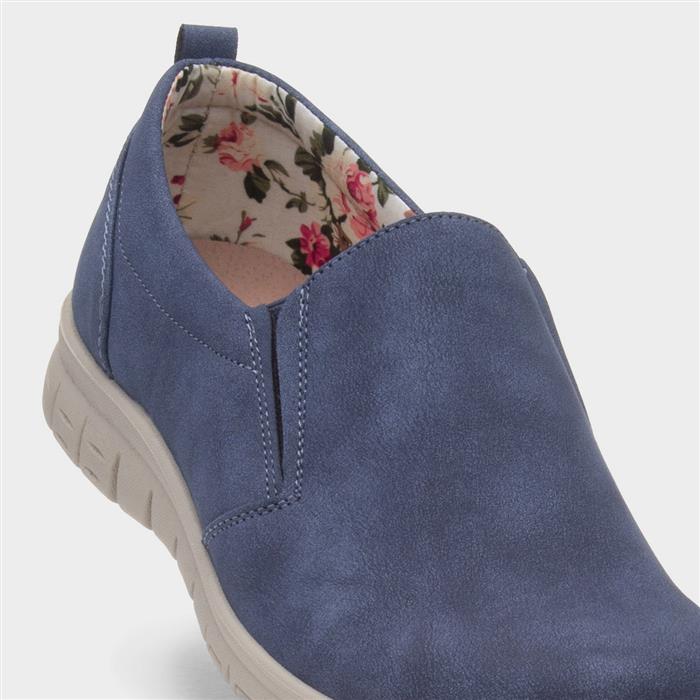 Marie Womens Navy Wedge Casual Shoe