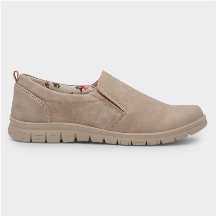 Marie Womens Beige Wedge Casual Shoe