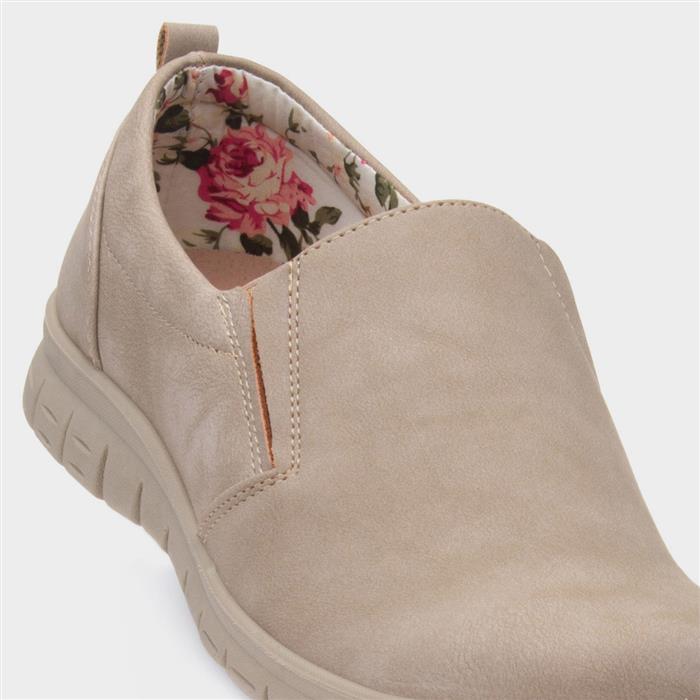 Marie Womens Beige Wedge Casual Shoe