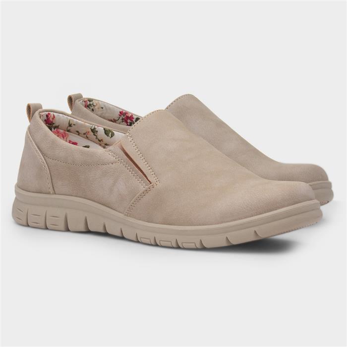 Marie Womens Beige Wedge Casual Shoe