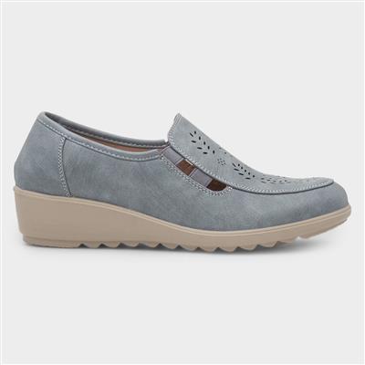 Christy Womens Blue Wedge Shoe