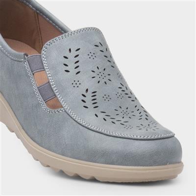 Christy Womens Blue Wedge Shoe
