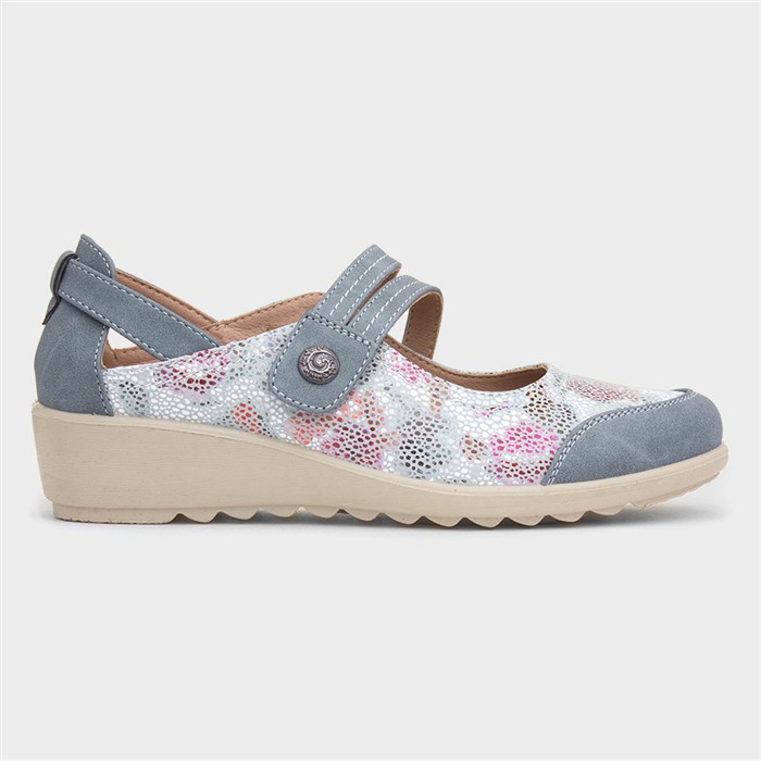 Jane Womens Blue Casual Wedge Shoe