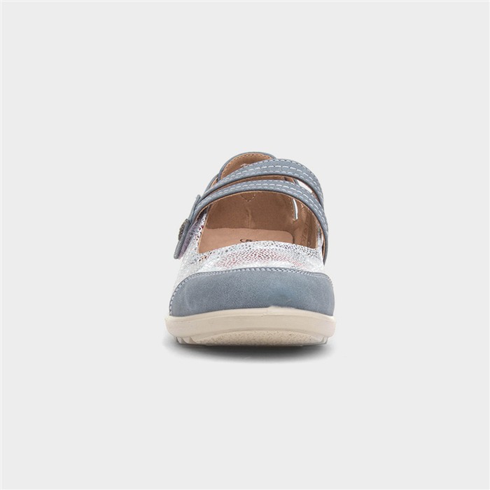 Jane Womens Blue Casual Wedge Shoe