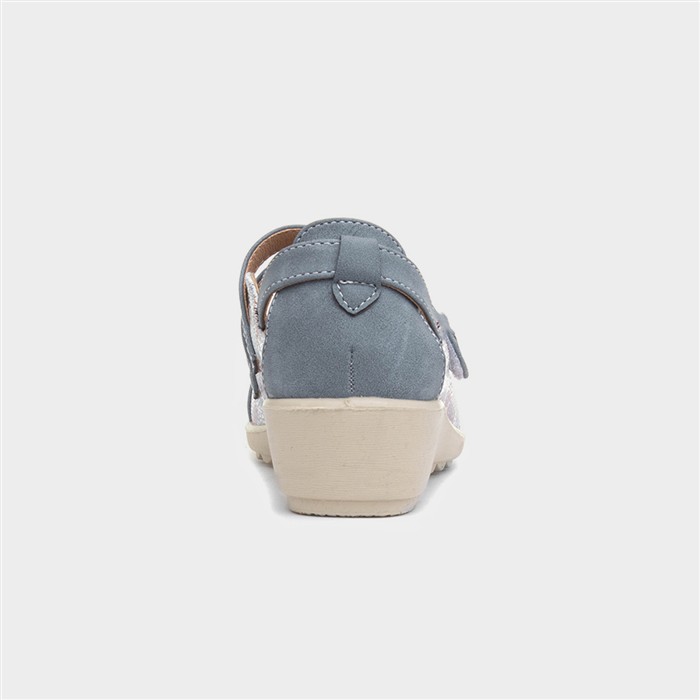 Jane Womens Blue Casual Wedge Shoe