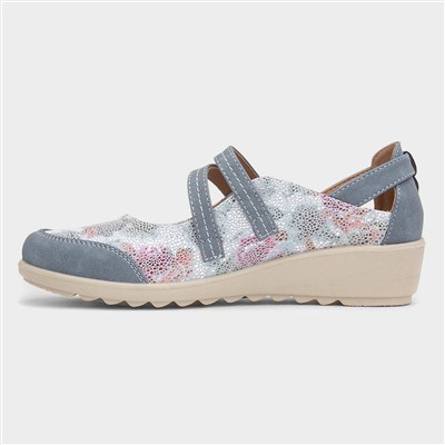 Jane Womens Blue Wedge Shoe