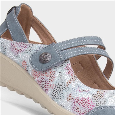 Jane Womens Blue Wedge Shoe