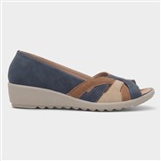 Cushion Walk Moria Womens Navy Open Toe Wedge Shoe (Click For Details)