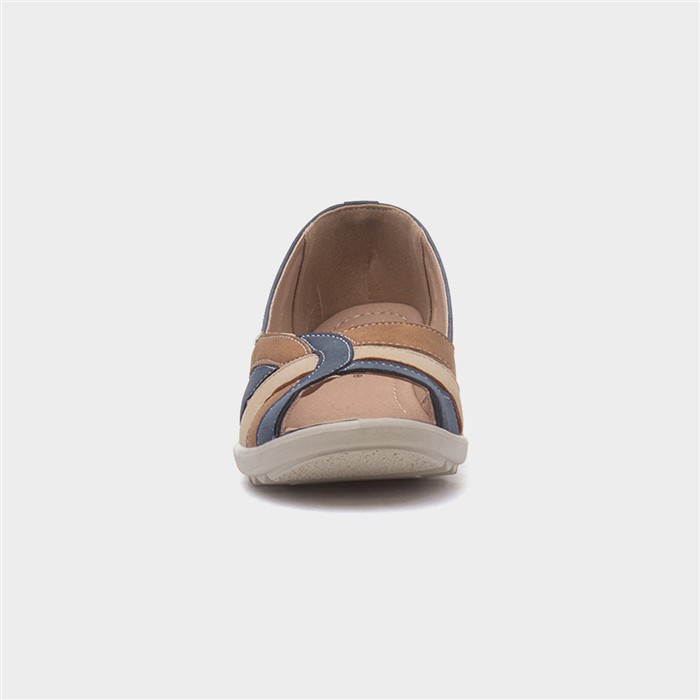Moria Womens Navy Open Toe Wedge Shoe