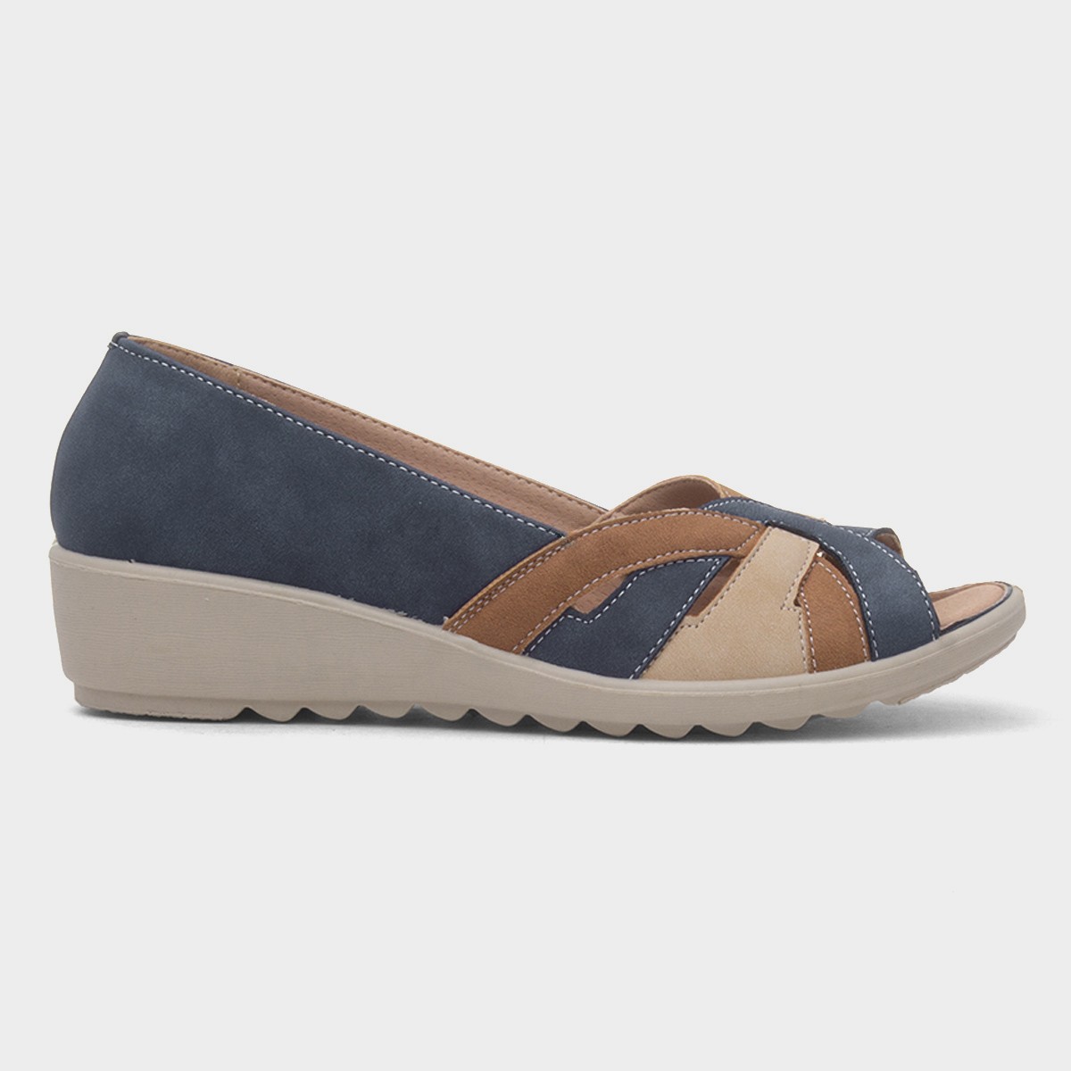 Moria Womens Navy Open Toe Wedge Shoe